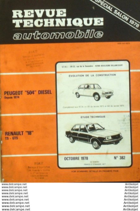 R.T Automobile Renault 18 Peugeot 504 diesel   # 382