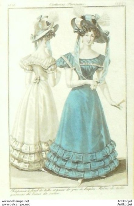 Gravure Mode Costume Parisien 1826 # 2457 (eau forte old Fashion plate