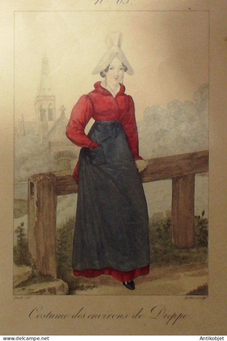 Normandie Dieppe (76) Paysanne signé G.J Gatine XIXème