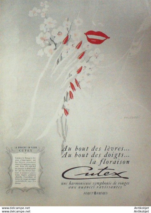 Publicite Cosmetique Cutex Vernis 1957