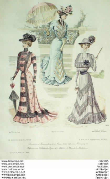 Gravure Mode Le Moniteur 1899 # 27 (Old Fashion plate)