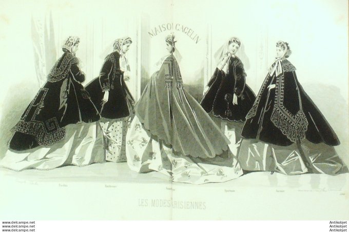 Gravure de mode Les Modes parisiennes (maison Gagelin) 1866 n°1180