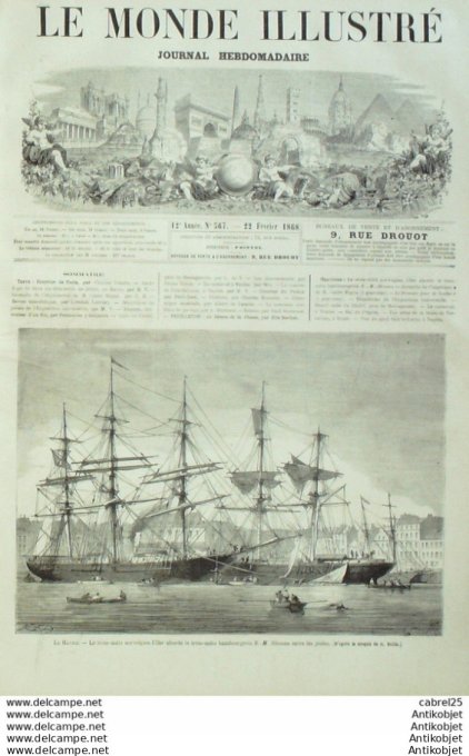 Le Monde illustré 1867 n°567 Le Havre (76) Algérie Mostaganem Chélif Italie Venise Naples Rome