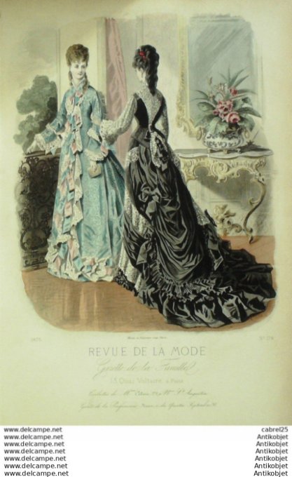 Gravure Mode La Gazette 1875 # 178 (Old Fashion plate)