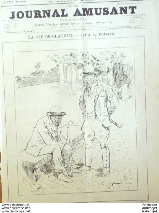 Le Journal Amusant 1890 # 1779 Rentree par Stop Bourriche de croquis par Mars L'alibi du reserviste 