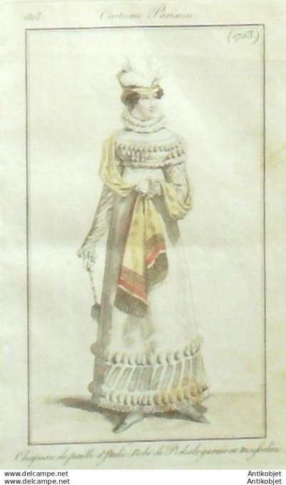 Gravure Mode Costume Parisien 1818 # 1753 (eau forte old Fashion plate