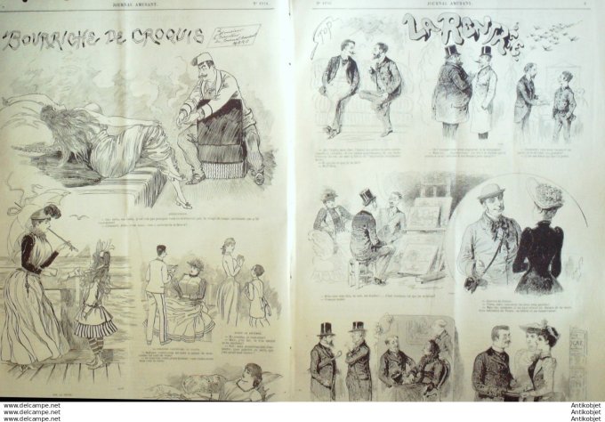Le Journal Amusant 1890 # 1779 Rentree par Stop Bourriche de croquis par Mars L'alibi du reserviste 