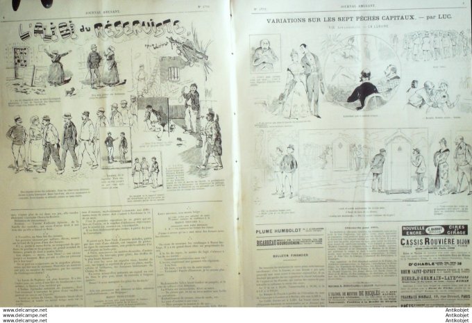 Le Journal Amusant 1890 # 1779 Rentree par Stop Bourriche de croquis par Mars L'alibi du reserviste 