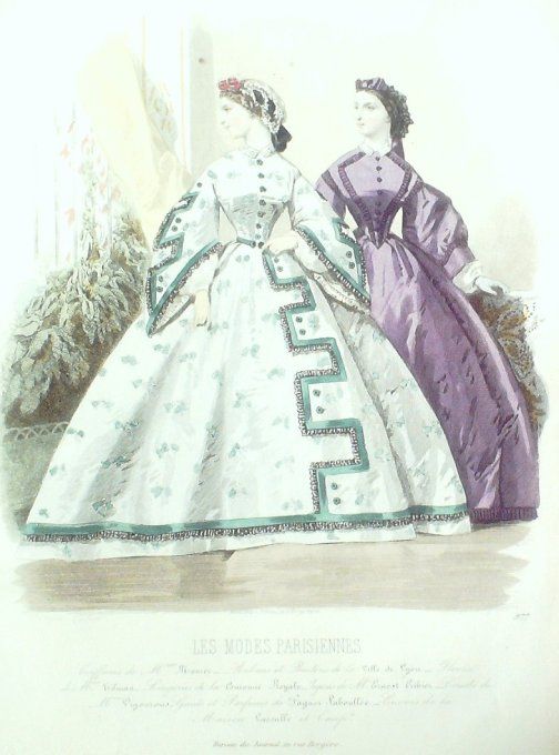 Gravure Les Modes Parisiennes 1861 # 977 Robes Jersey Maison Lassalle