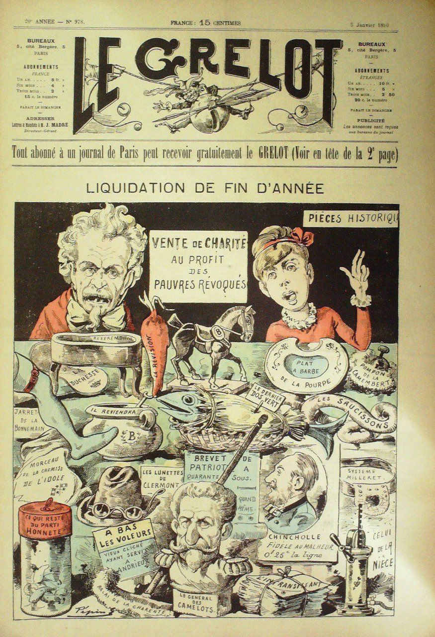 Le Grelot 1889 n°978 LIQUIDATION de FIN D'ANNEE PEPIN