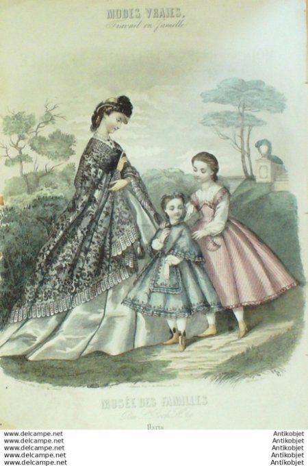 Gravure Mode Musee des familles 1864 # 12 (Old fashion plate)