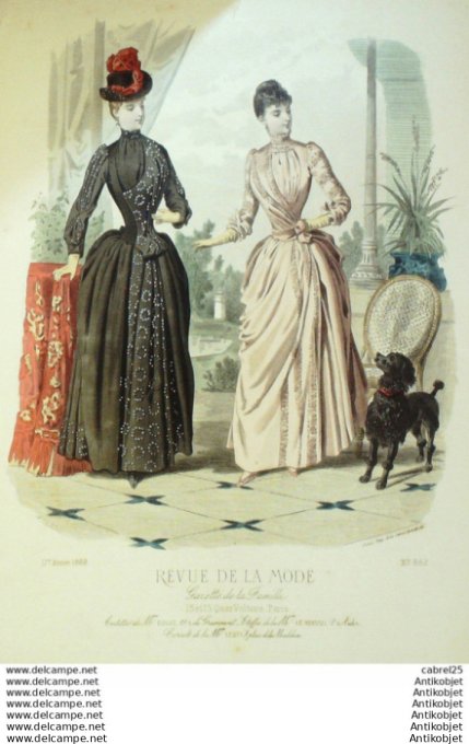 Gravure Mode La Gazette 1888 # 862 (Old Fashion plate)