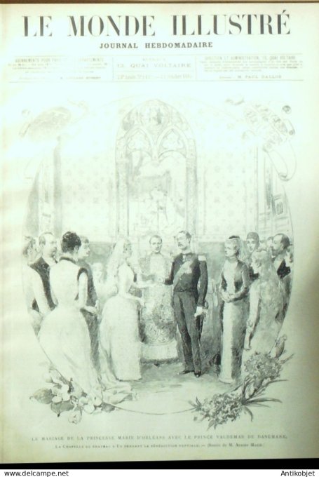 Le Monde illustré 1885 n°1492 Danemark prince Valdemar château d'Eu Tréport (76)