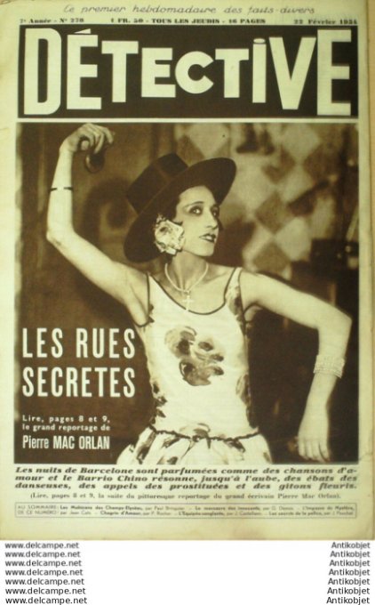 Détective 1934 # 278 Mons Nice Nîmes Marseille Nadir Shah d'Afghanistan