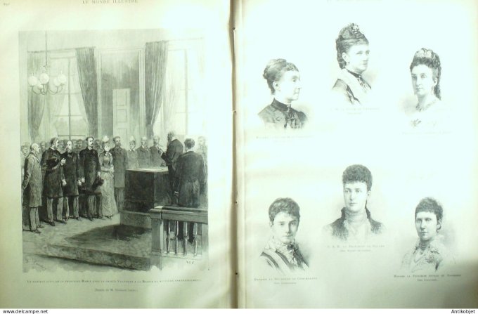 Le Monde illustré 1885 n°1492 Danemark prince Valdemar château d'Eu Tréport (76)