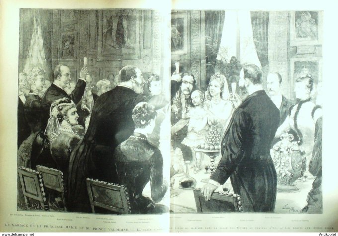 Le Monde illustré 1885 n°1492 Danemark prince Valdemar château d'Eu Tréport (76)