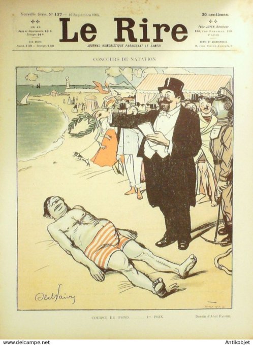 Le Rire 1905-09-16 # 137 Journal humoristique Ed.Originale Concours de Natation
