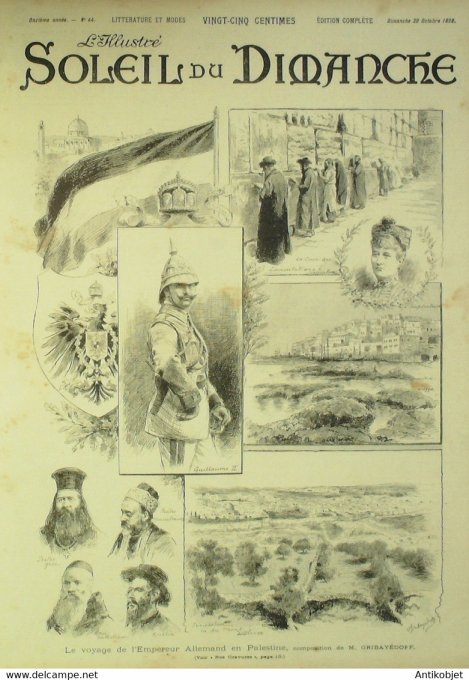 Soleil du Dimanche 1898 n°44 Palestine Gethsémani Guillaume II Léon Tolstoi