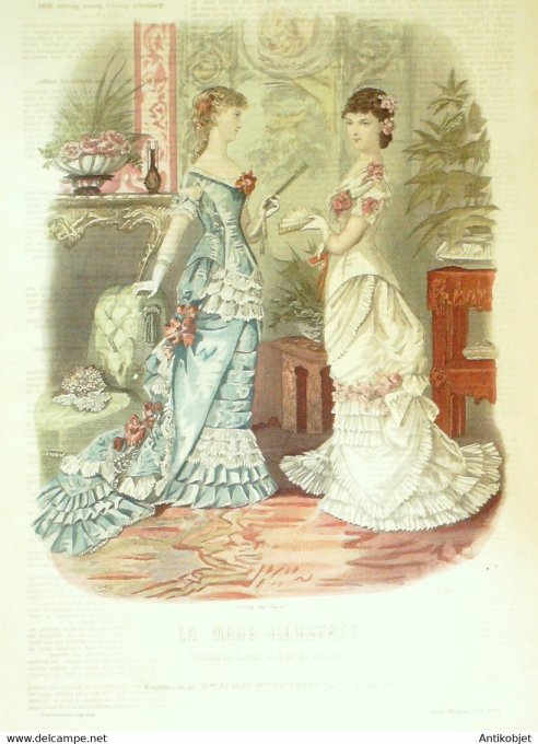 Gravure de mode La Mode illustrée 1879 n°52 (Maison Fladry-Coussinet)