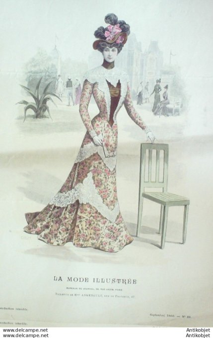 Gravure Mode illustree 1900 # 39 (Old Fashion plate) rare