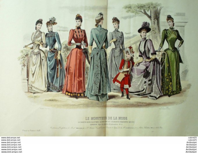 Gravure Mode Le Moniteur 1889 # 14 (Old Fashion plate)