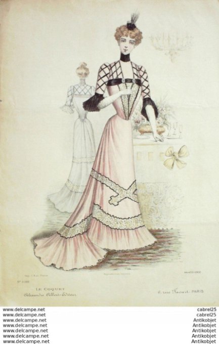 Gravure Mode Le Coquet 1900 # 44 (Old Fashion plate)