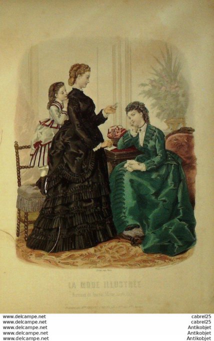 Gravure de mode La Mode illustrée 1871 n°08 (Maison Bréant-Castel)