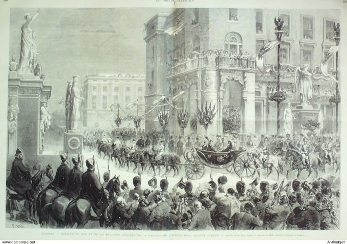 Le Monde illustré 1874 n°885 Londres Duc Edimbourg Italie Rome carnaval Piazza Del Popolo