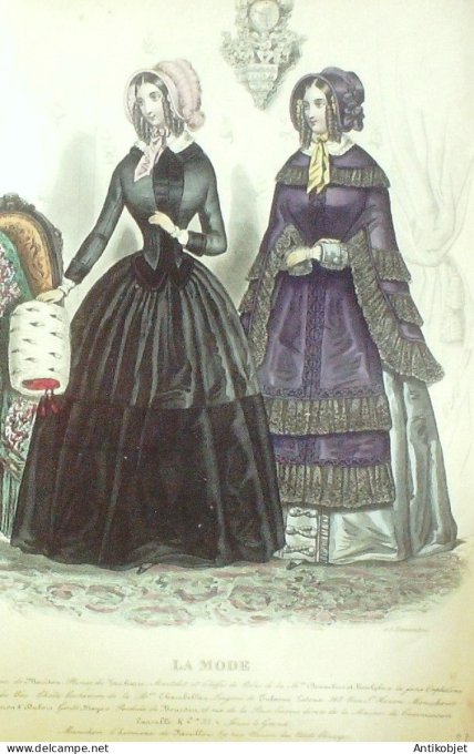 Gravure La mode 1845 # 36 (aquarelle old Fashion plate)