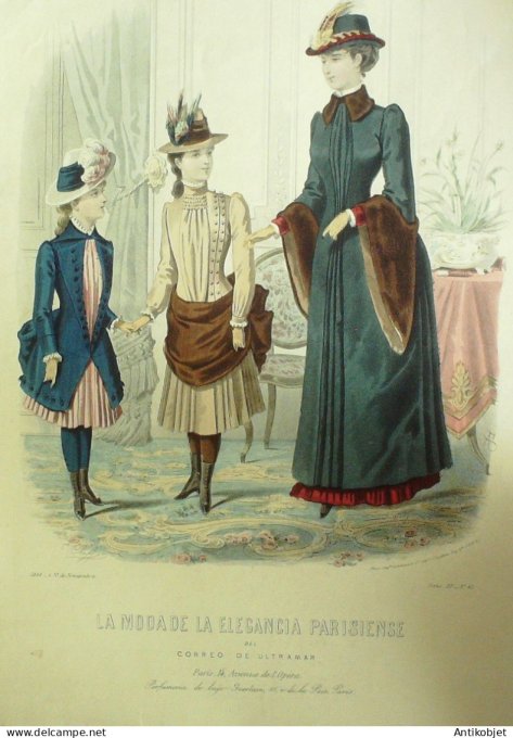 Gravure Mode Elegance Parisienne 1883 # 42 (Old Fashion plate)