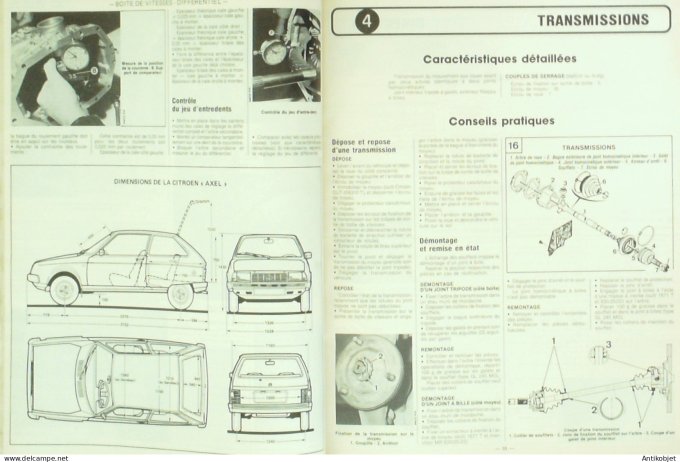 Revue Tech. Automobile 1985 n°459 Citroen Axel 12 Trs Volkswagen Golf Jetta