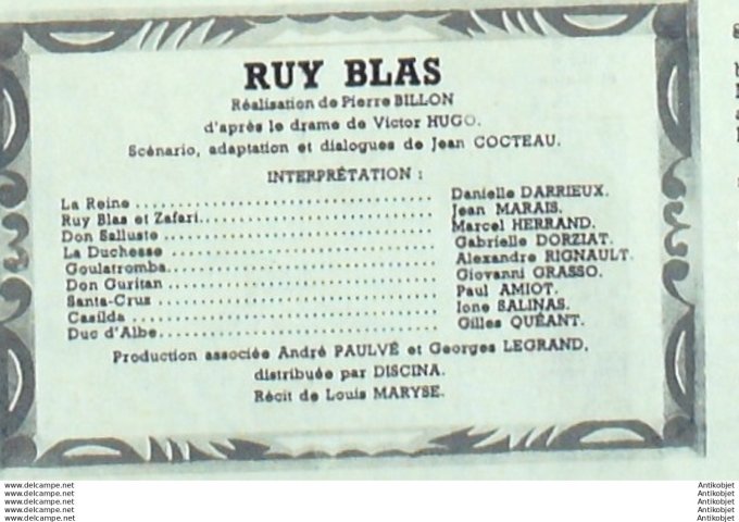 Mon Film   96 48-06-16 Ruy Blas Jean Marais Paul Amiot