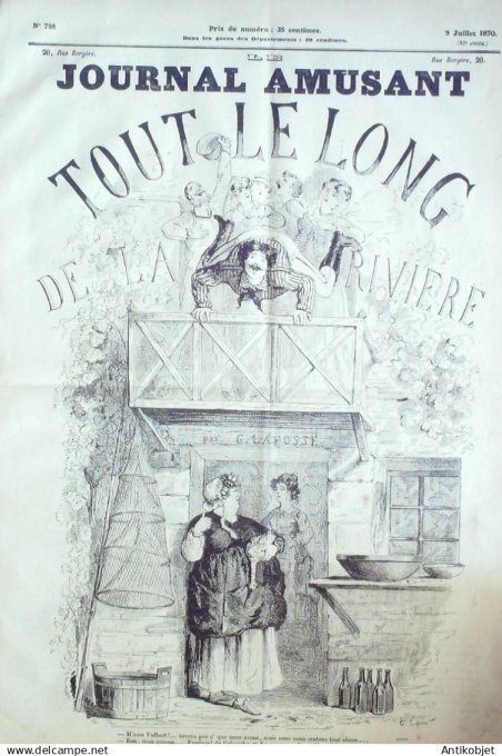 Le Journal Amusant 1870 #  758 Tout le long de la riviere par Lafosse