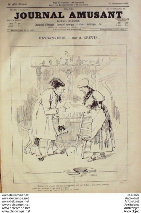 Le Journal Amusant 1886 # 1578 Bouts de causette surpris par Mars Theatre Odeon Renee Mauperin Stop 