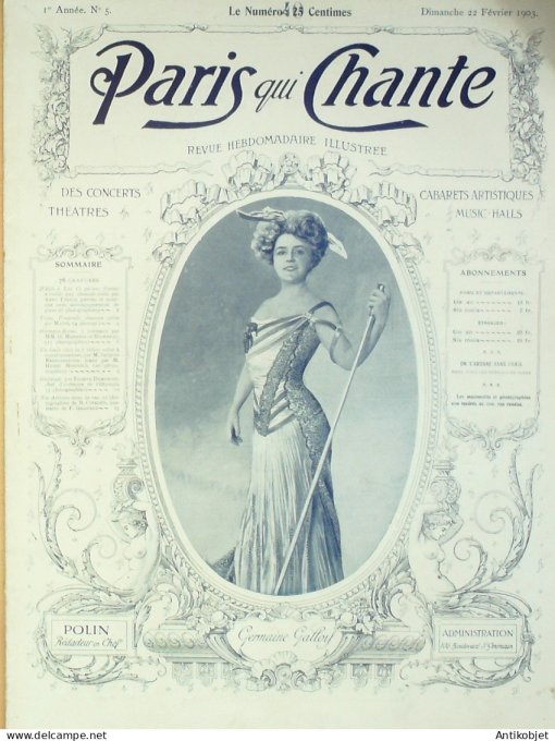 Paris qui chante 1903 # 5 Thibaud Mayol Monréal Domergue Galipaux