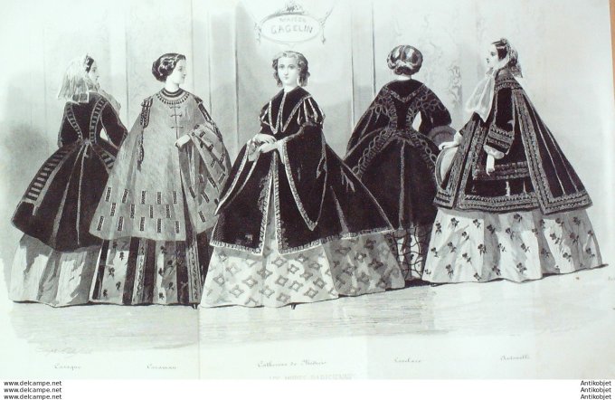 Gravure de mode Les Modes parisiennes (maison Gagelin) 1859 n°815