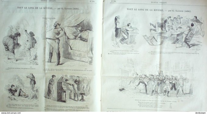 Le Journal Amusant 1870 #  758 Tout le long de la riviere par Lafosse