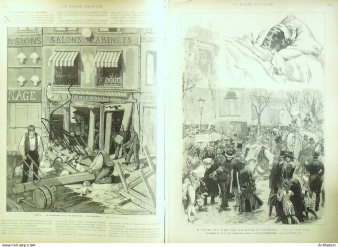 Le Monde illustré 1884 n°1409 Nîmes (30) Halles centrales Paris rue St Denis Cata&strophe