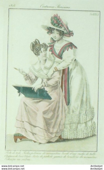 Costume Parisien 1825 # 2335 Fichu Pélerine mousseline