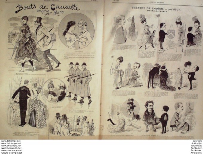 Le Journal Amusant 1886 # 1578 Bouts de causette surpris par Mars Theatre Odeon Renee Mauperin Stop 
