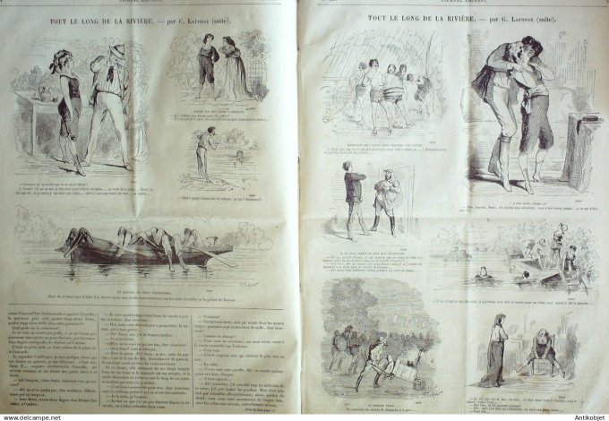 Le Journal Amusant 1870 #  758 Tout le long de la riviere par Lafosse