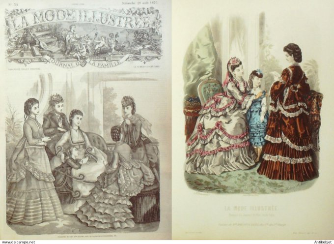 La Mode illustrée journal + gravure associée 1870 # 35
