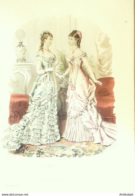 Gravure de mode La Mode illustrée 1879 n°01 (Maison Fladry)