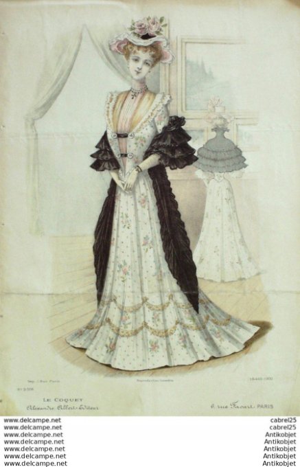 Gravure Mode Le Coquet 1900 # 18 (Old Fashion plate)