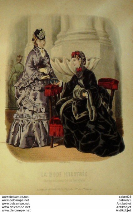 Gravure de mode La Mode illustrée 1871 n°10 (Maison Bréant-Castel)