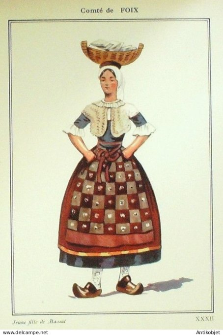 Occitanie Foix Comté de Massat (09) Villageoise signé  par P.A Leroux XXème