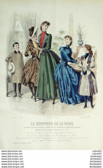 Gravure Mode Le Moniteur 1889 # 08 (Old Fashion plate)