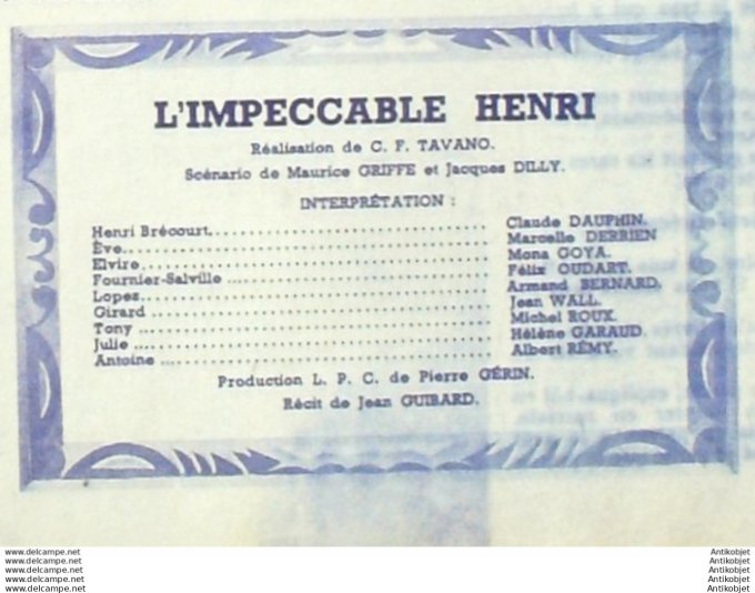 Mon Film 117 48-11-17 L'impeccable Henri Claude Dauphin Helene Garaud