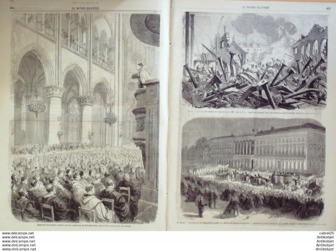 Le Monde illustré 1865 n°454 Belgique Laeken Leopold Funérailles Angers (49) Grèce Chio Séisme