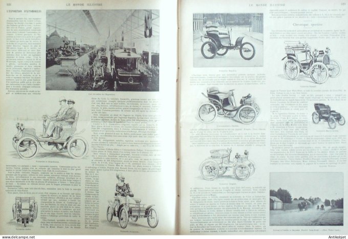 Le Monde illustré 1899 n°2204 Dreyfus Voiturettes Dion-Bouton Bollée Decauville Phoebus
